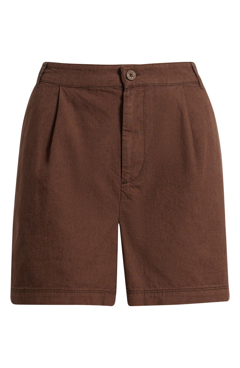 Brooklyn Industries Pleated Cotton & Hemp Shorts, Alternate, color, French Roast
