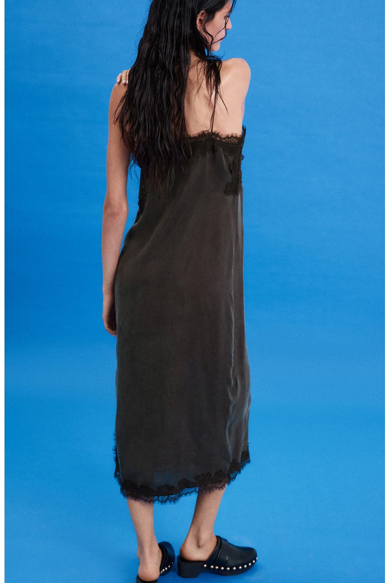 Lace-Trimmed Camisole Dress, Alternate, color, BROWN