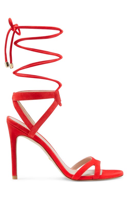 Stuart Weitzman Soiree 100 Lace-up Sandal In Red