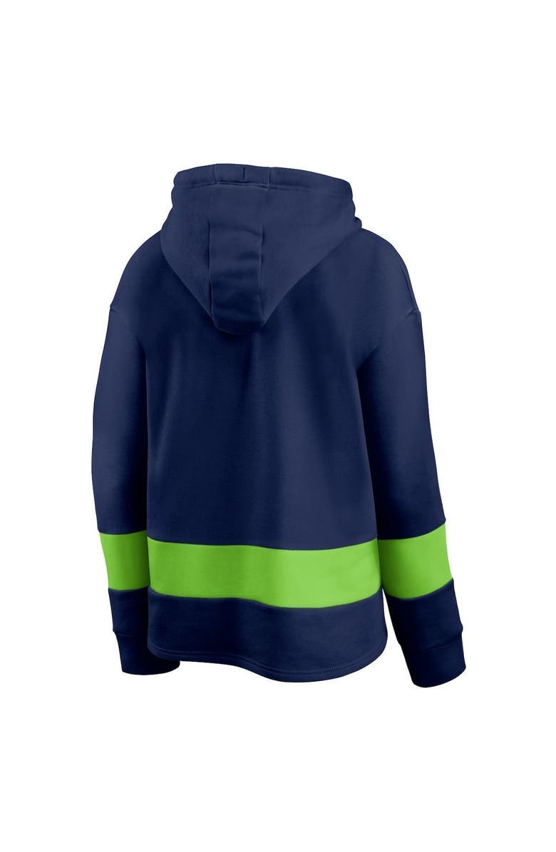 FANATICS Women's Fanatics Branded College Navy/Neon Green Seattle Seahawks Colors of Pride Colorblock Pullover Hoodie, Alternate, color,