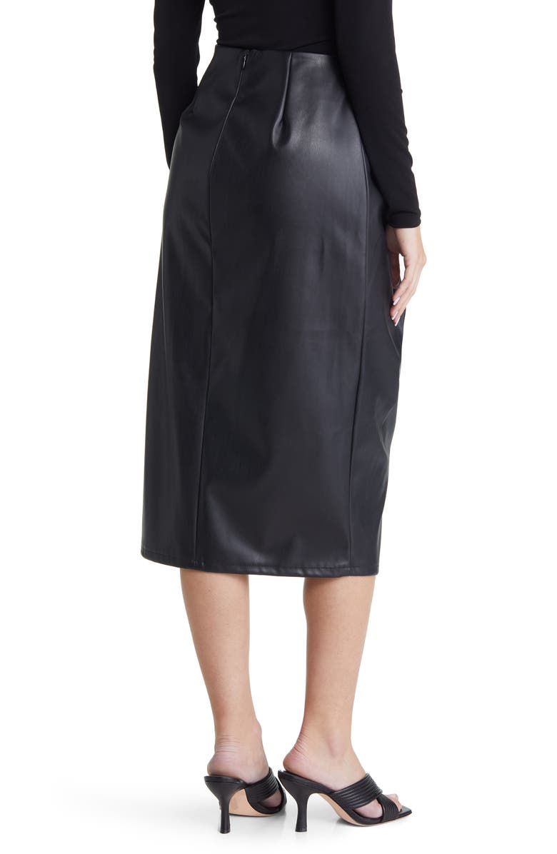 Open Edit Wrap Front Faux Leather Skirt, Alternate, color,