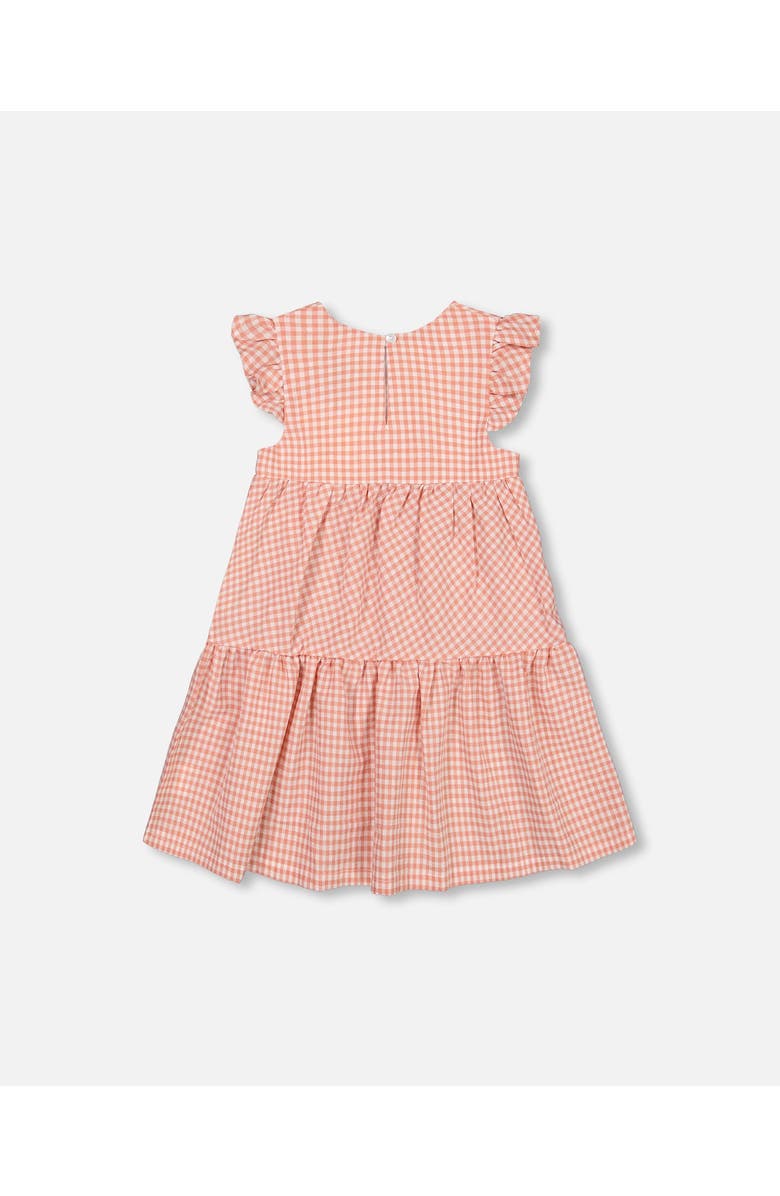 Deux par Deux Little Girl's Peasant Dress With Frill Sleeves Vichy Dusty Rose, Alternate, color,