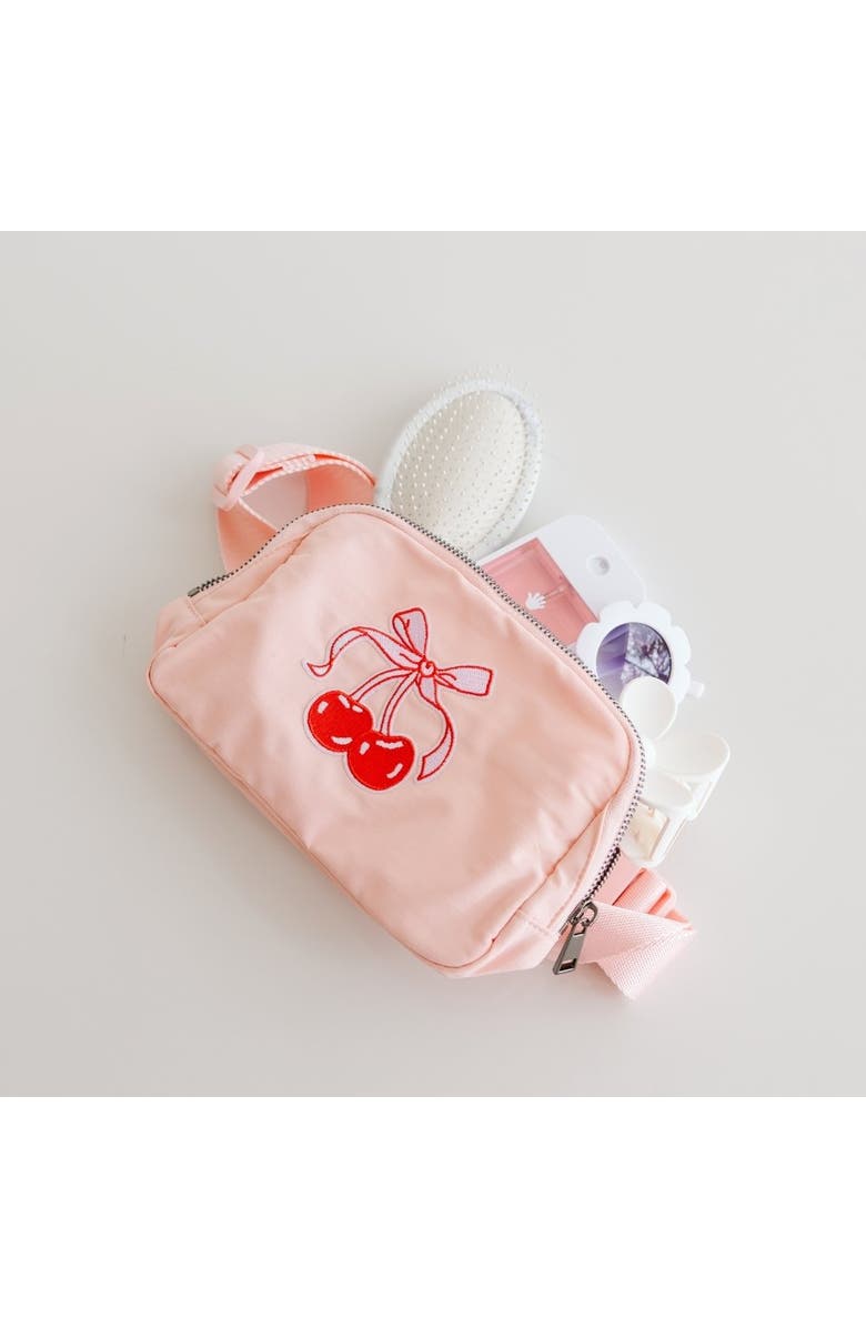 Sweet Wink Cherry Bow Patch Belt Bag, Alternate, color, Light Pink