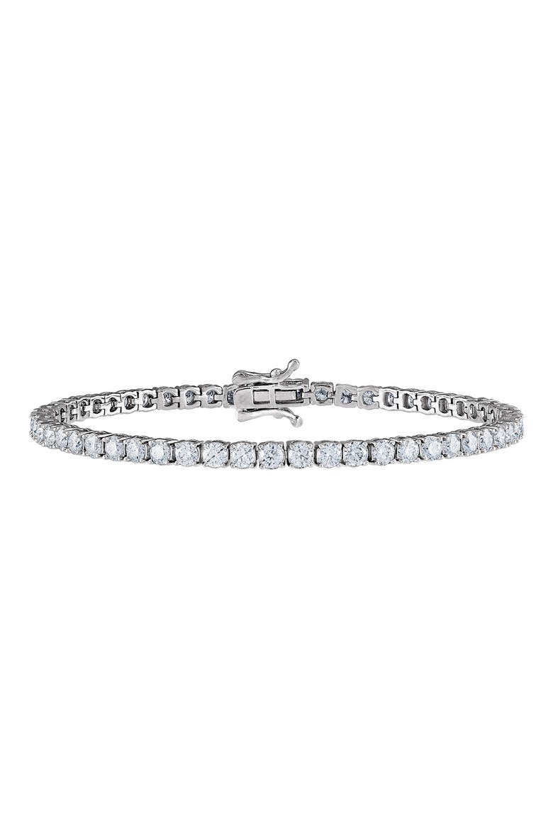 Sterling Silver Created Moissanite Tennis Bracelet, Main, color, WHITE