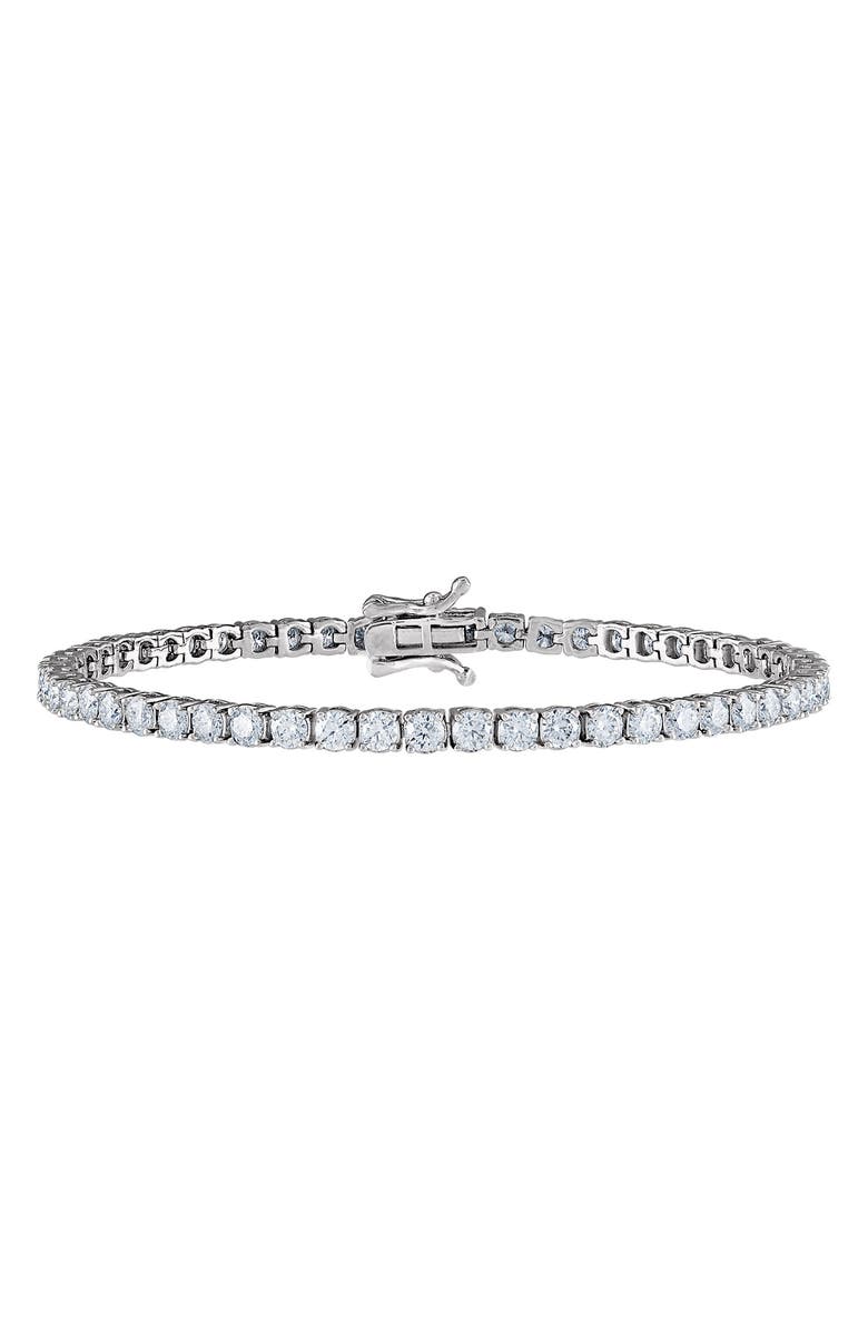 FZN Sterling Silver Created Moissanite Tennis Bracelet, Main, color, White