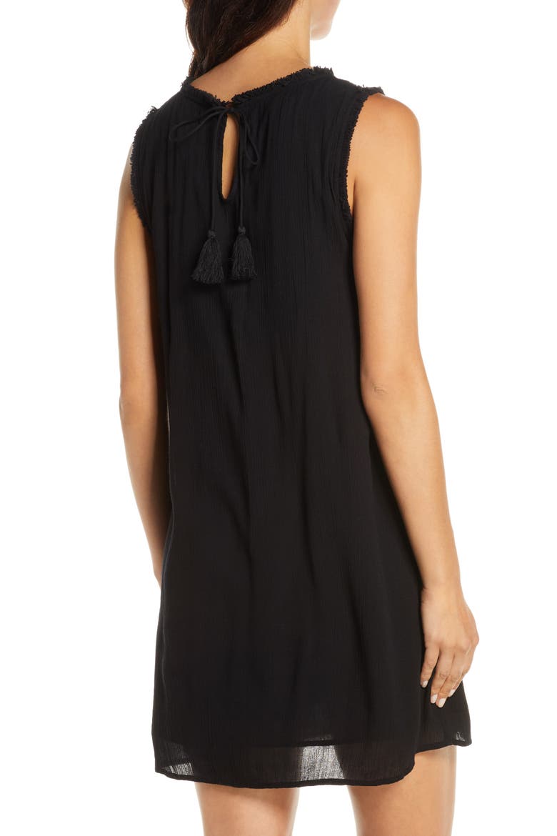Eyelet Yoke Cover-Up Dress, Alternate, color, BLACK