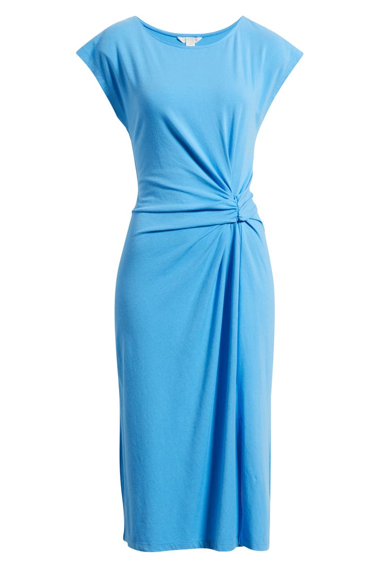 Twist Cotton Blend Knit Midi Dress, Alternate, color, BLUE MAYA