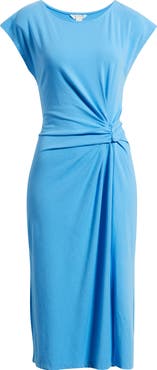 Caslon® Twist Cotton Blend Knit Midi Dress