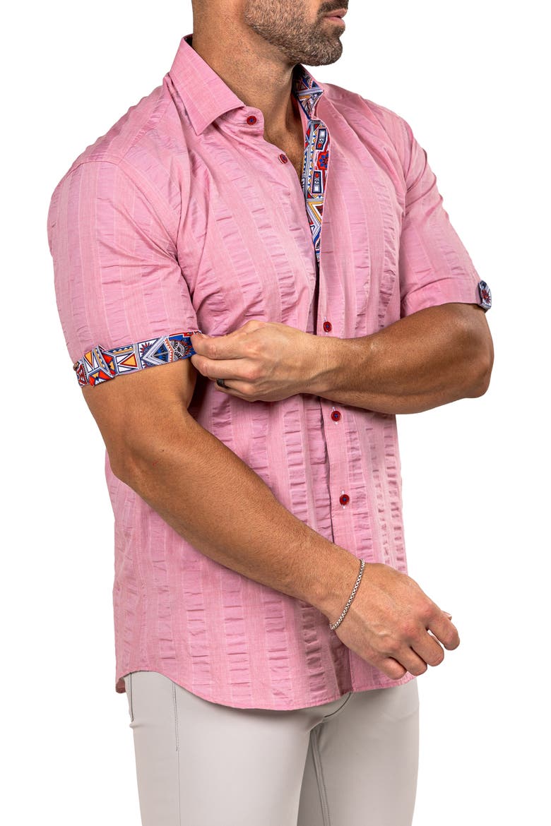 Galileo Marthy Short Sleeve Button-Up Shirt, Alternate, color, PINK
