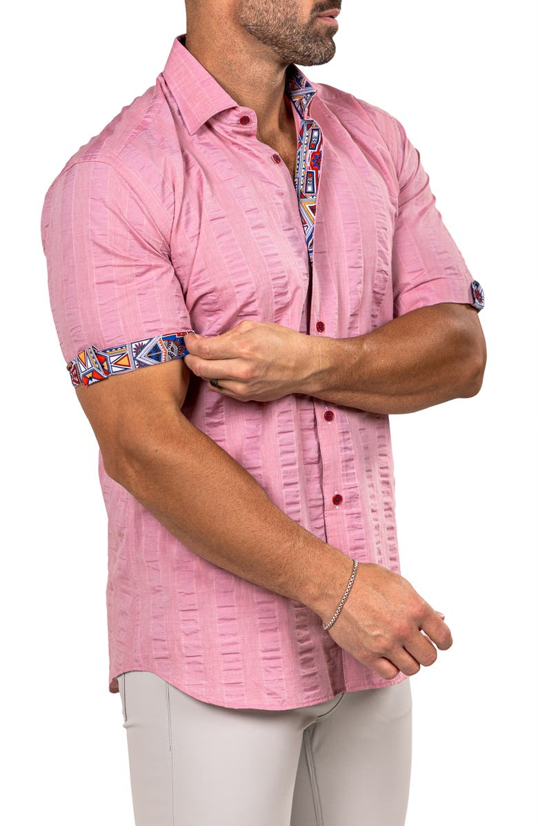 Maceoo Galileo Marthy Short Sleeve Button-Up Shirt, Alternate, color, Pink