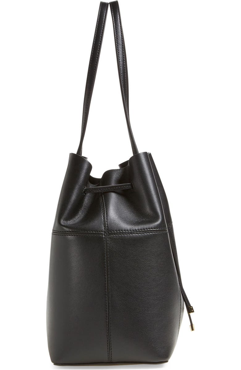 Tory Burch 'Block-T' Leather Drawstring Tote, Alternate, color,