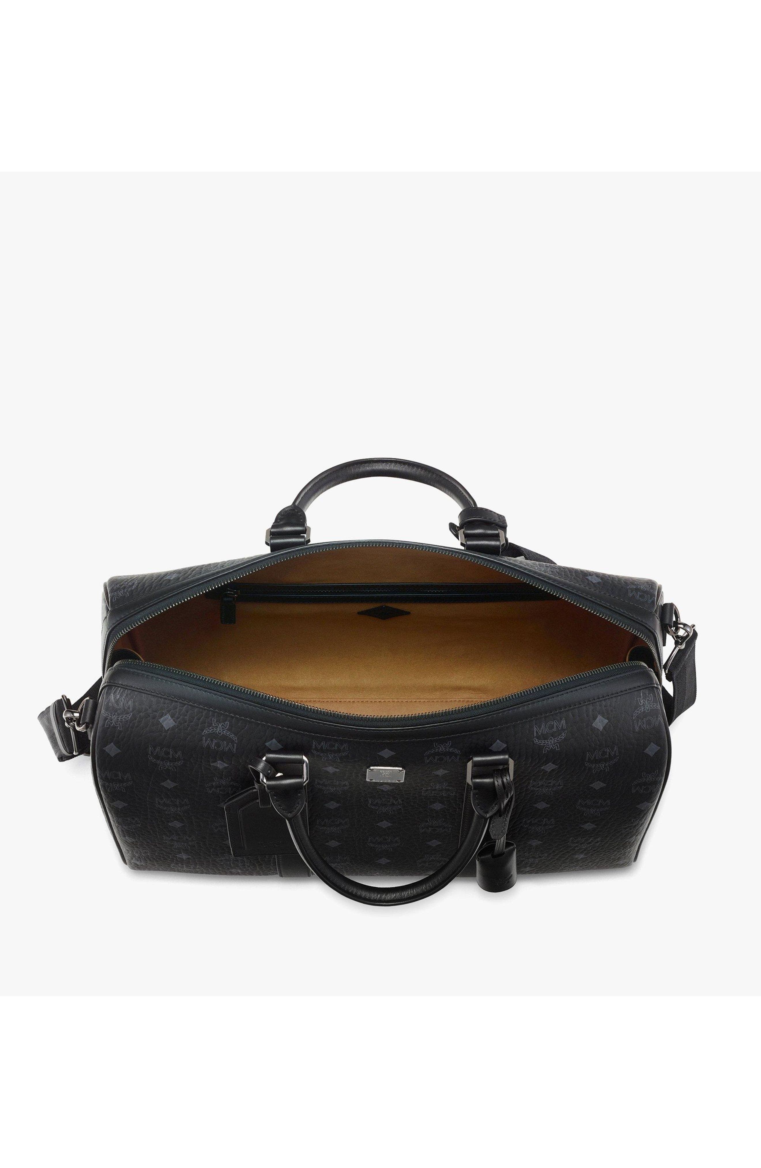 MCM Ottomar Weekender Bag in Visetos, Alternate, color, Black