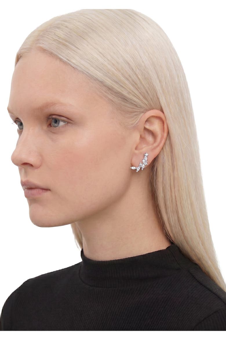 Mitra White Gold Earrings, Alternate, color, Silver