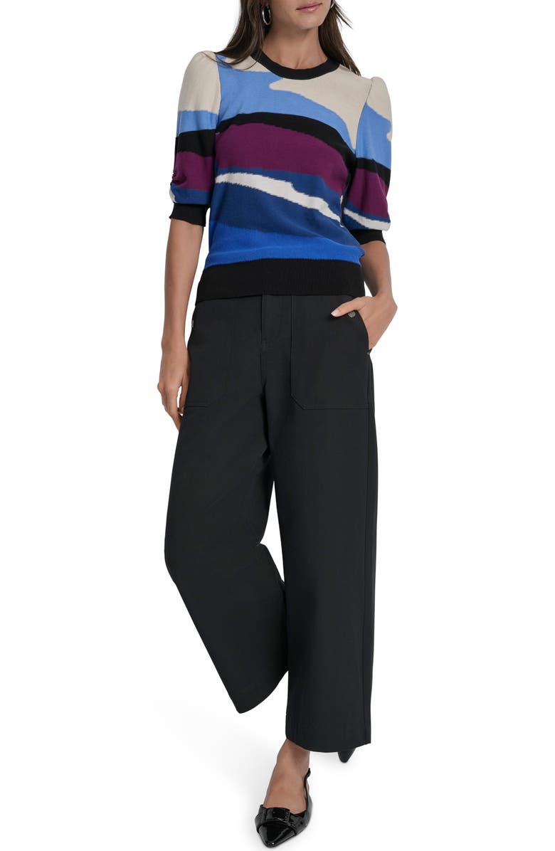 DKNY Abstract Pattern Three-Quarter Sleeve Sweater, Alternate, color, Ultra Blue