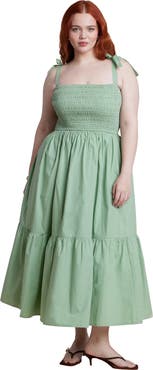 ELOQUII Smocked Bodice Maxi Dress