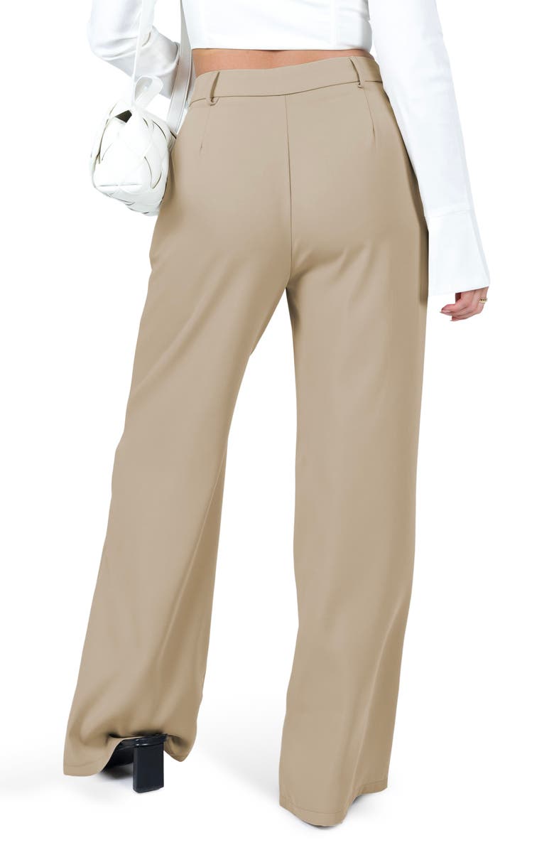 Princess Polly Archer Pleated Wide Leg Pants, Alternate, color, Taupe