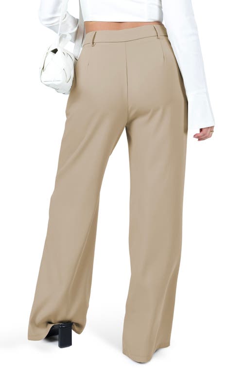 Princess Polly Archer Pleated Wide Leg Pants In Taupe