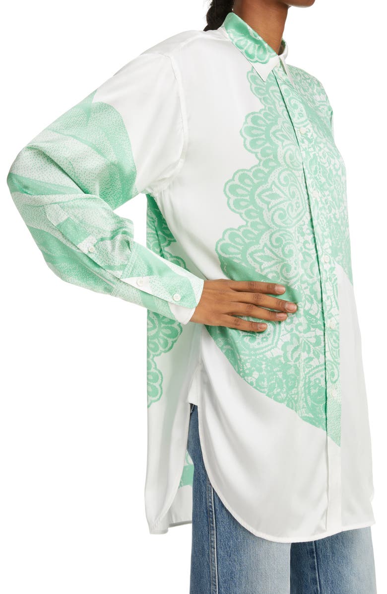 Victoria Beckham Lace Print Oversize Button-Up Shirt, Alternate, color,