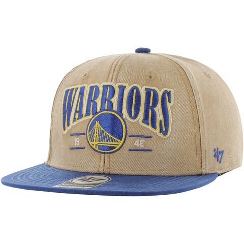 Men's '47 Khaki/Royal Golden State Warriors Chilmark Captain Snapback Hat