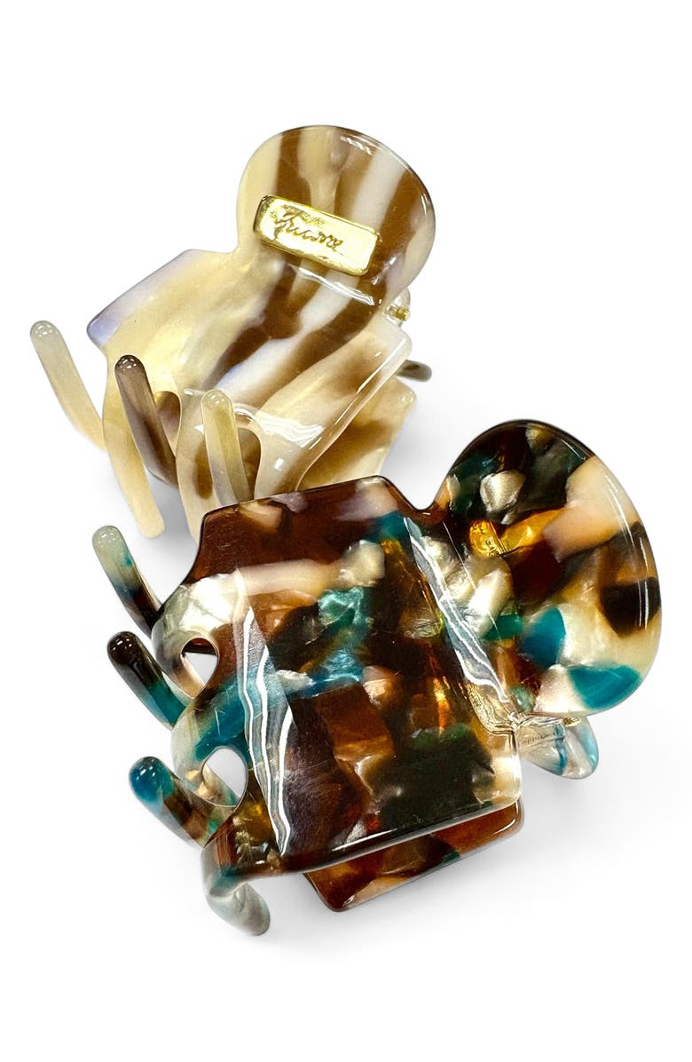Ficcare Assorted 2-Pack Rita Claw Clips, Main, color, Aqua Brown/ Golden Marble