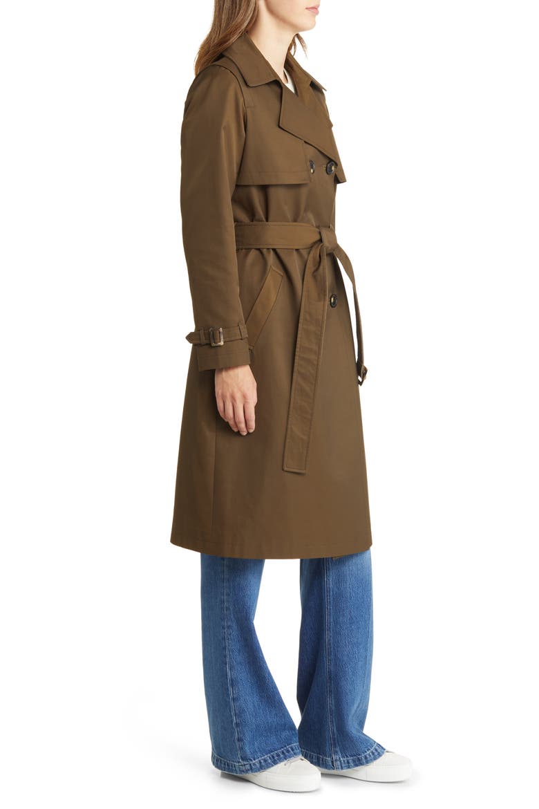 Water Resistant Double Breasted Trench Coat, Alternate, color, OLIVE BRANCH