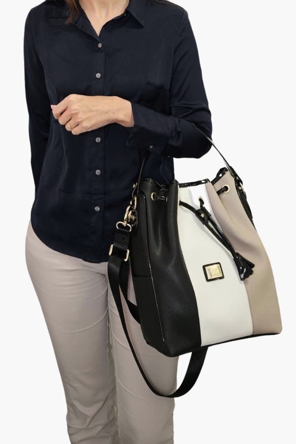 Allegro 598 Bucket Bag, Alternate, color, Beige / White / Black