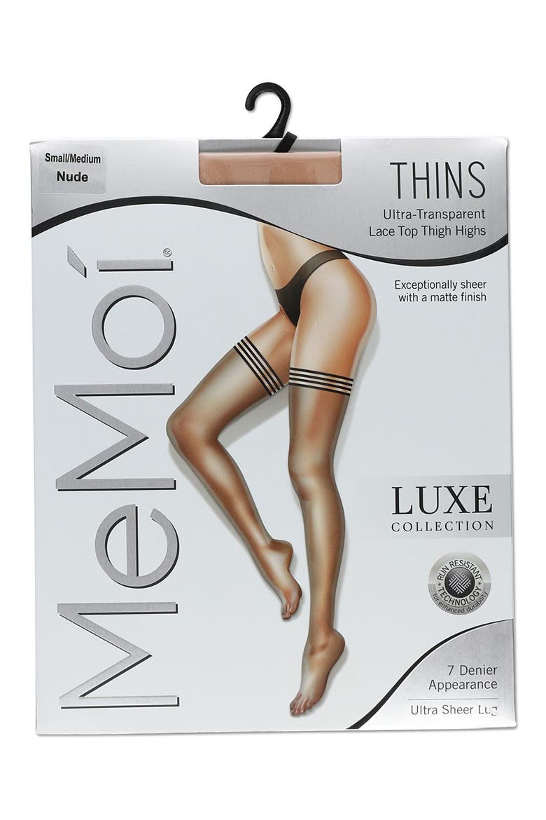 Ultrabare Lace Top Thigh High Stockings, Alternate, color, NUDE