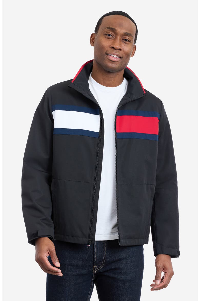Flag Softshell Zip Jacket, Alternate, color, BLACK