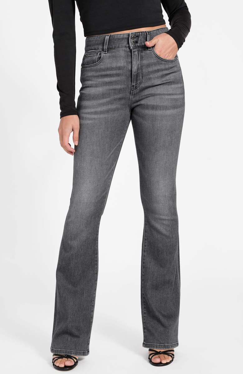 GUESS Sexy Corset Flare Jeans, Main, color, Dark Grey