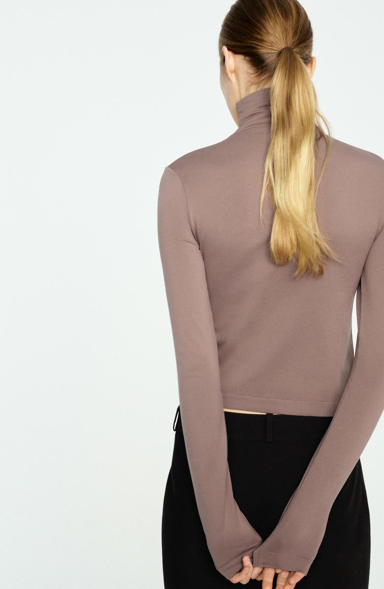 MANGO Seamless Turtleneck Top, Alternate, color, Light/ Pastel Brown