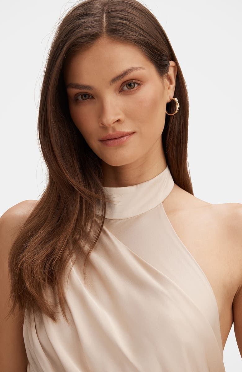 Ever New Diane Drape Halter Gown, Alternate, color, Champagne