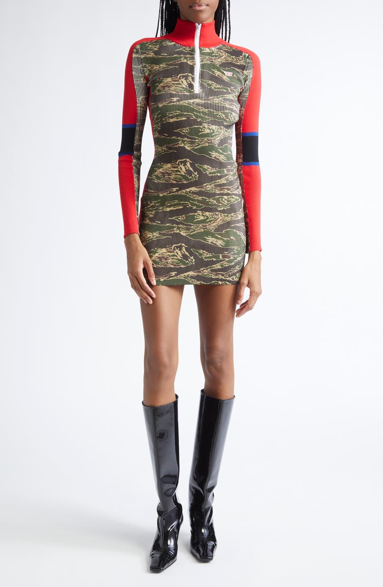 DIESEL<sup>®</sup> M-Camok Long Sleeve Rib Minidress, Main, color, Sage