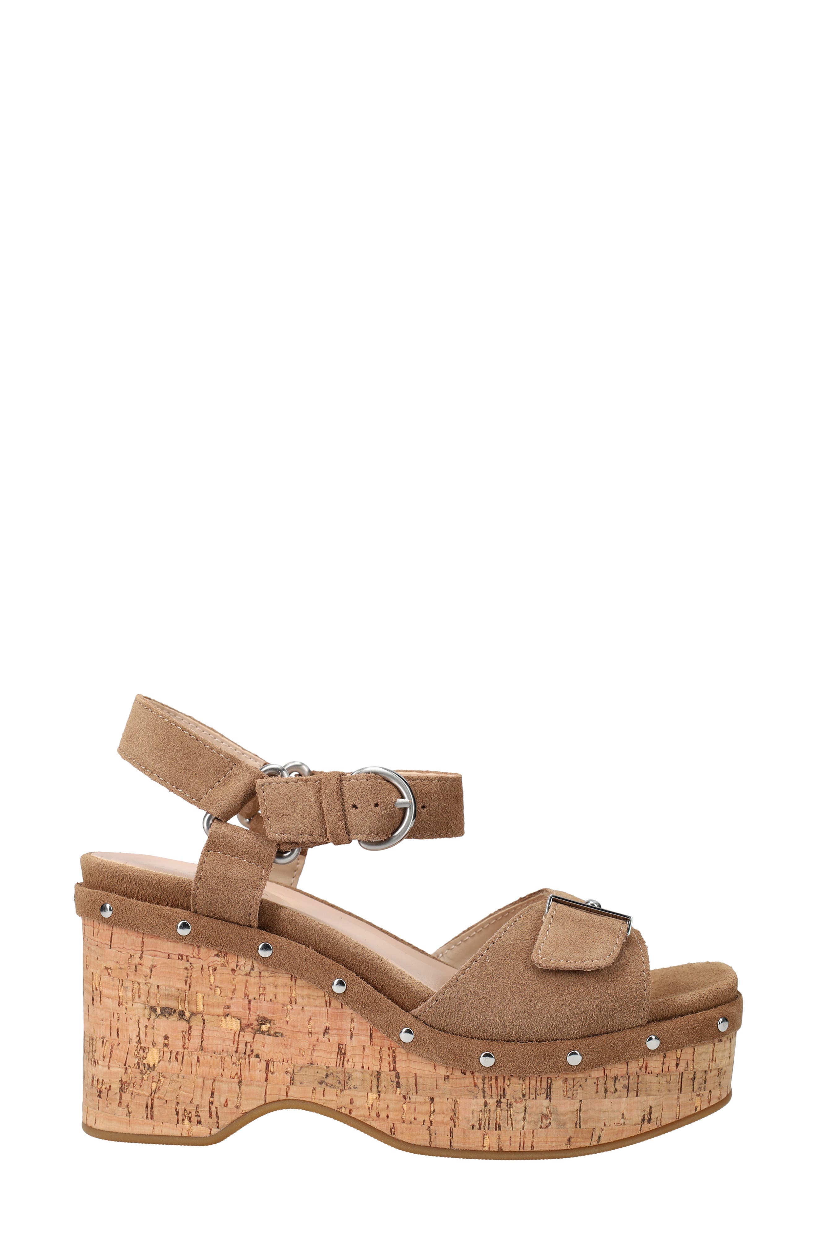 Pelle Moda Ciana Ankle Strap Platform Wedge Sandal, Alternate, color, Driftwood