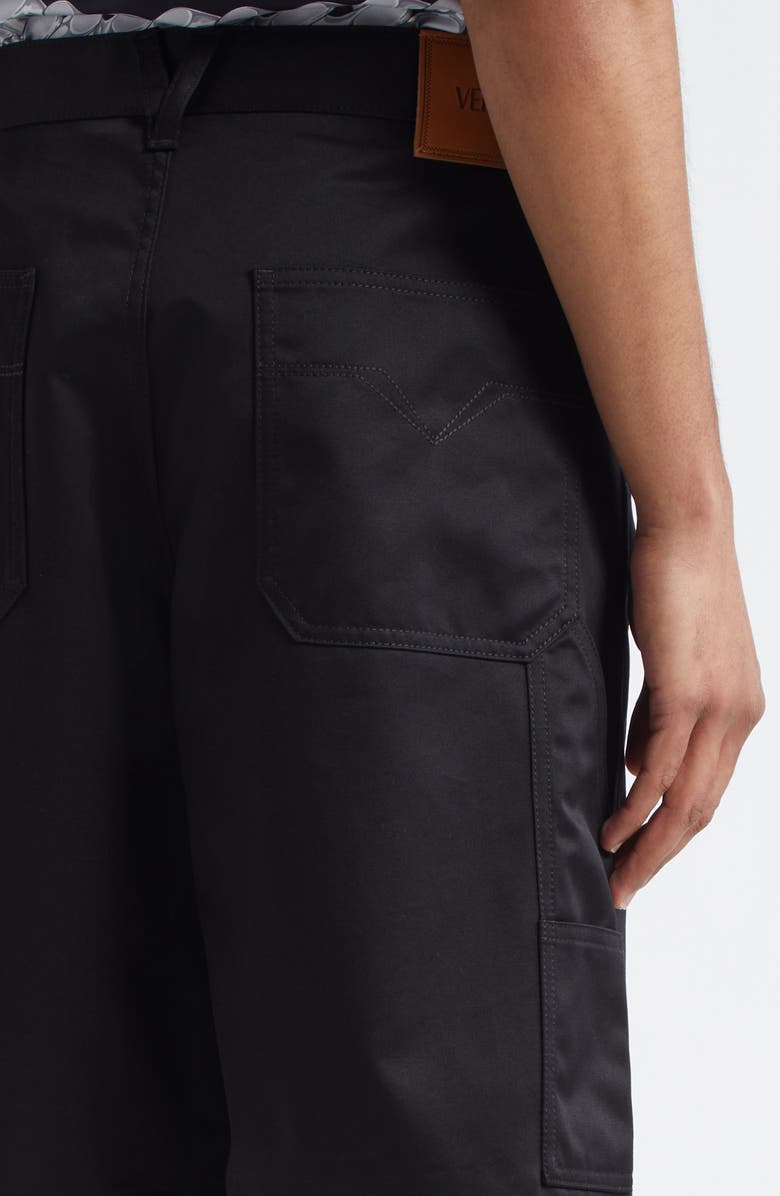 Versace Cotton Gabardine Cargo Shorts, Alternate, color, Black