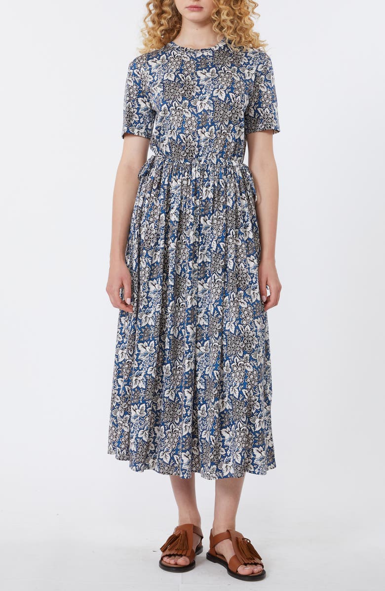 Weekend Max Mara Fascino Floral Print Midi Dress, Main, color, Light Blue