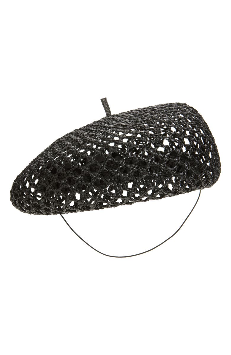 Gigi Burris Millinery Coco Crochet Straw Beret, Main, color, 