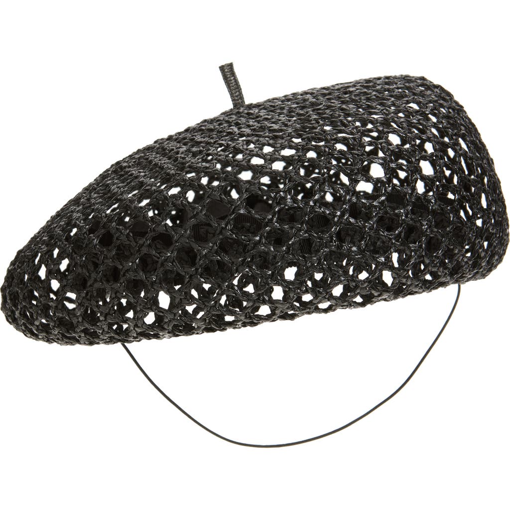 Gigi Burris Millinery Coco Crochet Straw Beret In Black