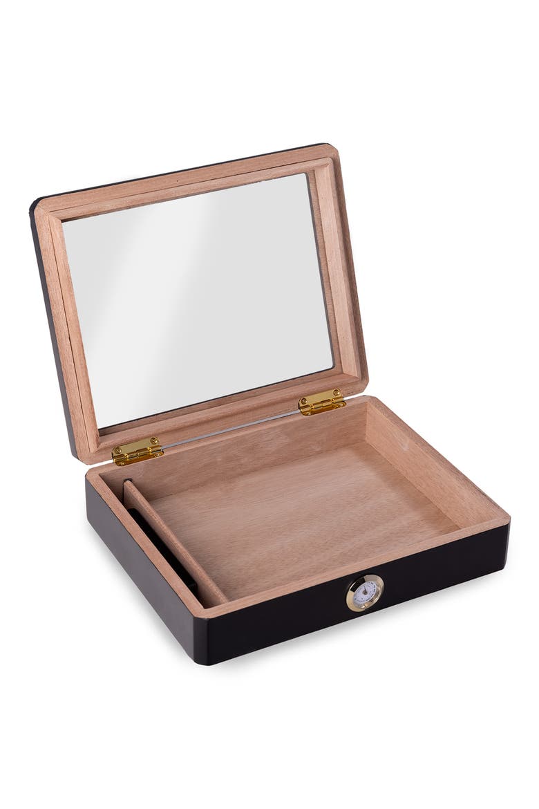 Finley 12 Cigar Humidor, Alternate, color, BLACK