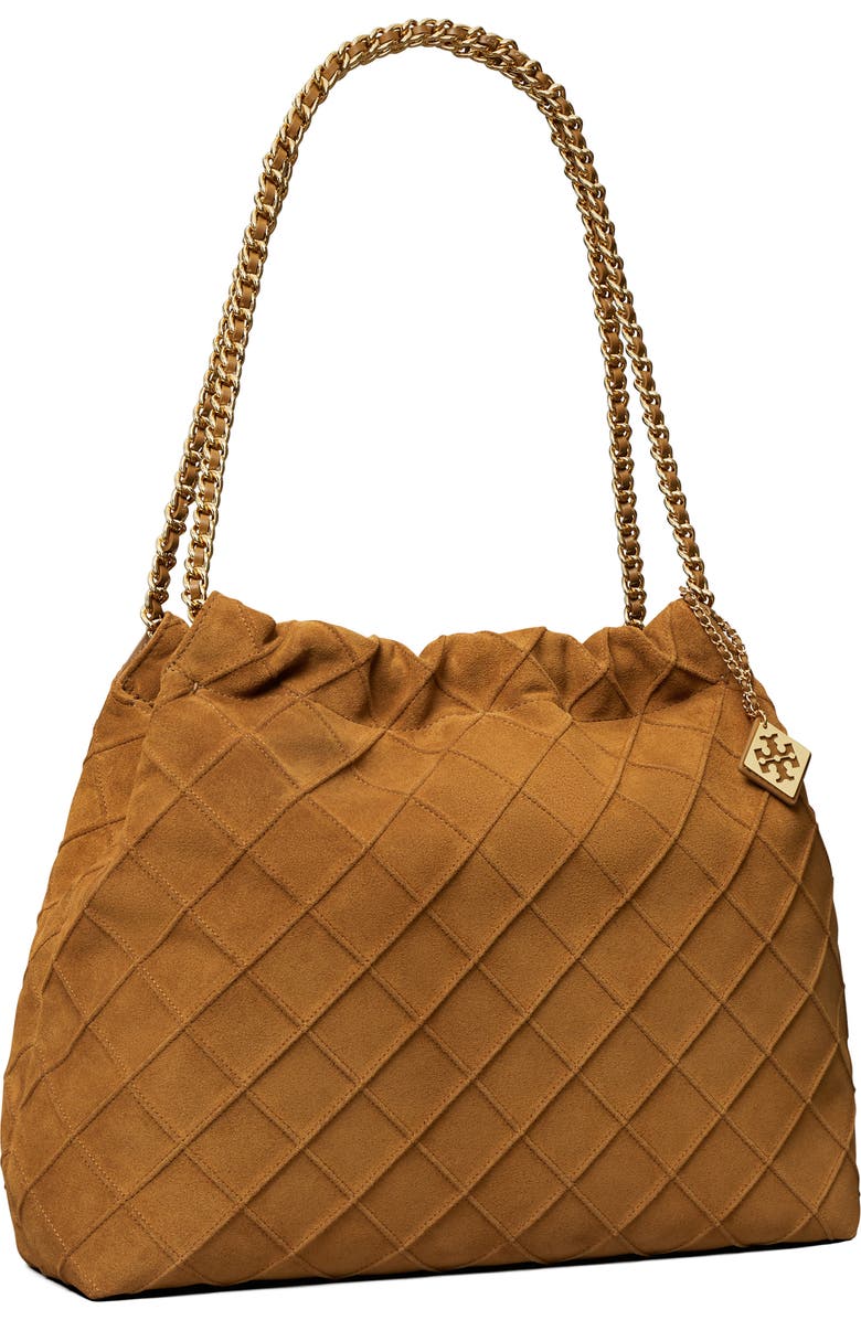 Tory Burch Fleming Soft Suede Hobo Bag, Alternate, color, Chicory Brown