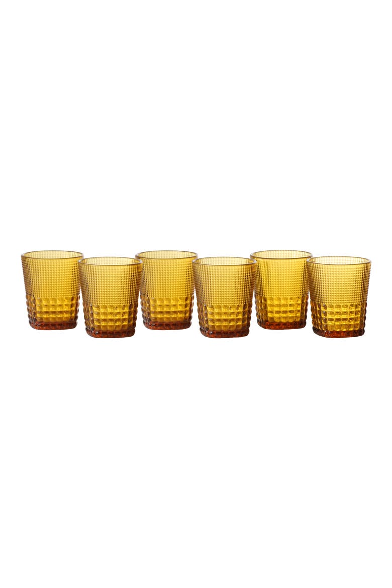 Malcom Set of 6 Double Old Fashioned Glasses, Alternate, color, AMBER