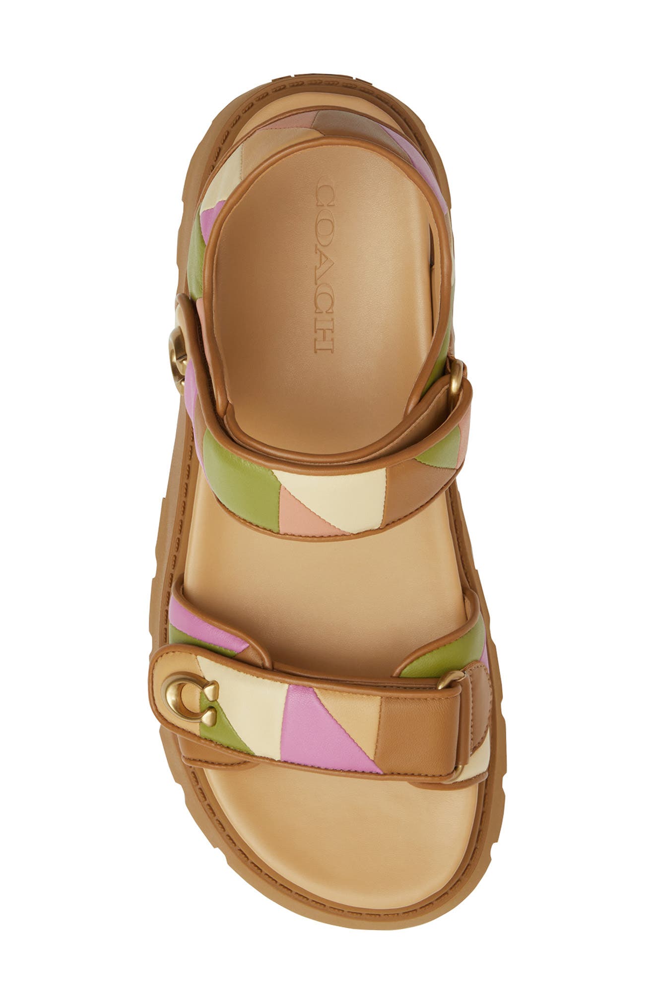 COACH Brynn Ankle Strap Platform Sandal, Alternate, color, Honey Brown/ Multi
