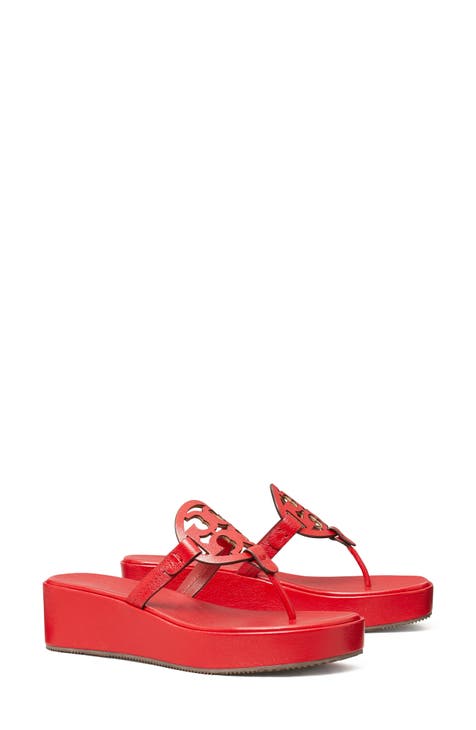 Red tory burch sandals on sale