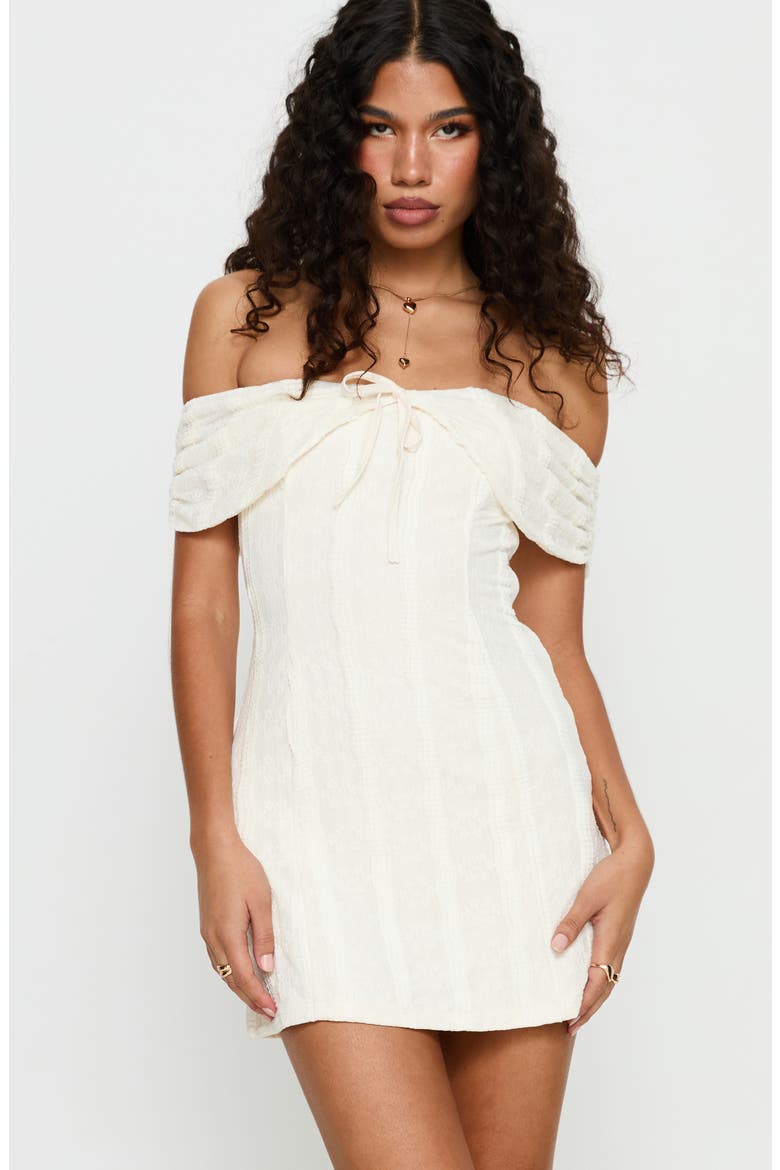 Colettie Off the Shoulder Minidress, Alternate, color, CREAM