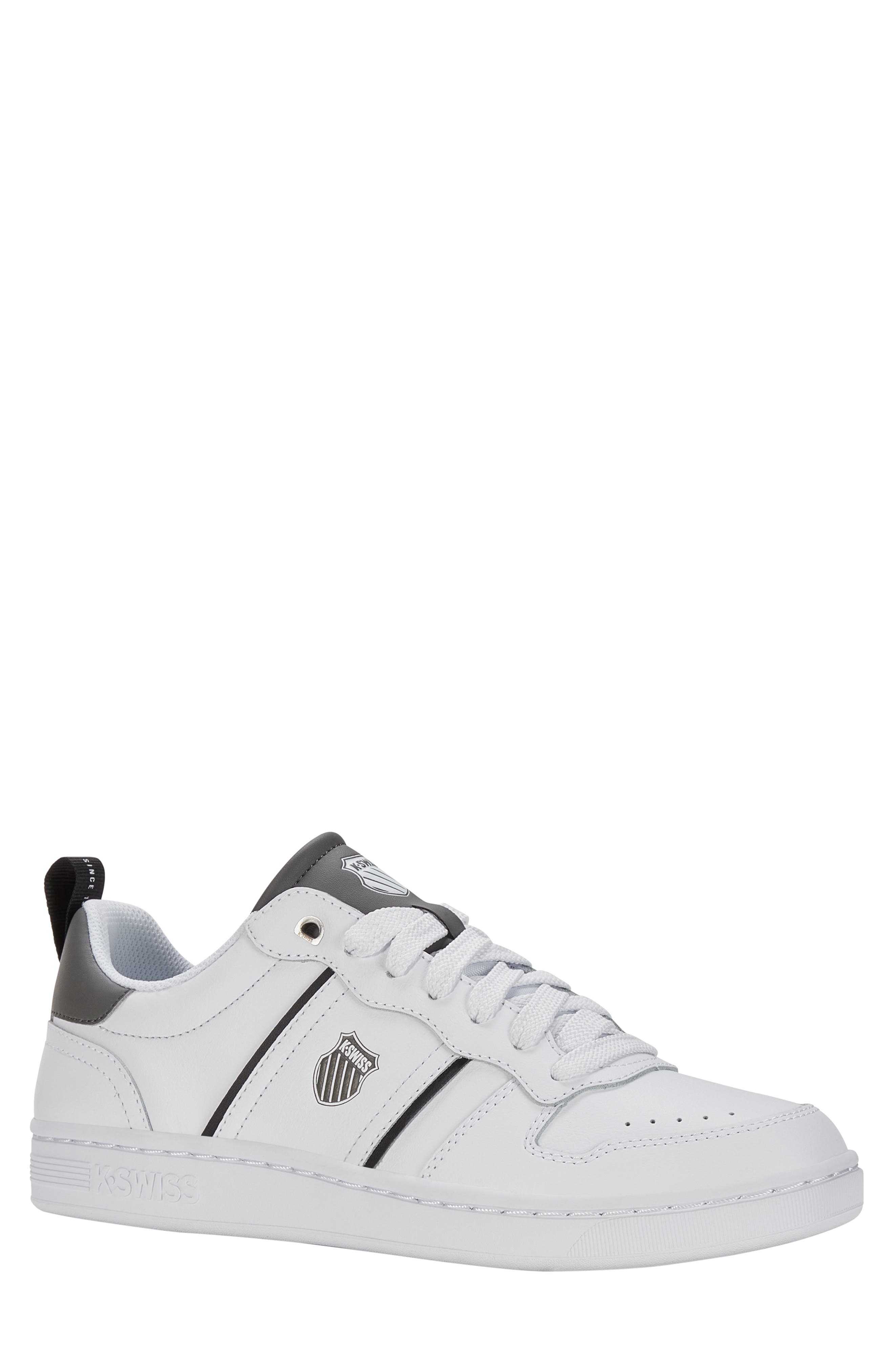 K-Swiss Lozan Match Leather Tennis Shoe, Main, color, White/ Black/ Gunmetal