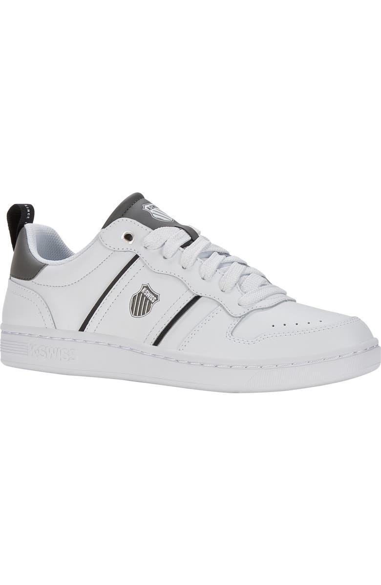 K-Swiss Lozan Match Leather Tennis Shoe, Main, color, White/ Black/ Gunmetal