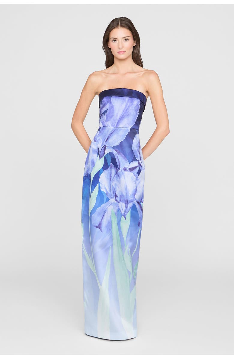 Theia Cyrilla Strapless Column Gown, Main, color, Moonlight Bloom