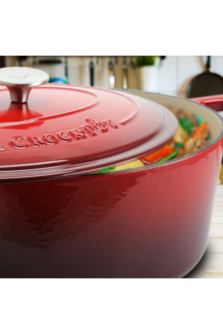 7 Quart Oval Enameled Cast Iron Dutch Oven, Alternate, color, Red