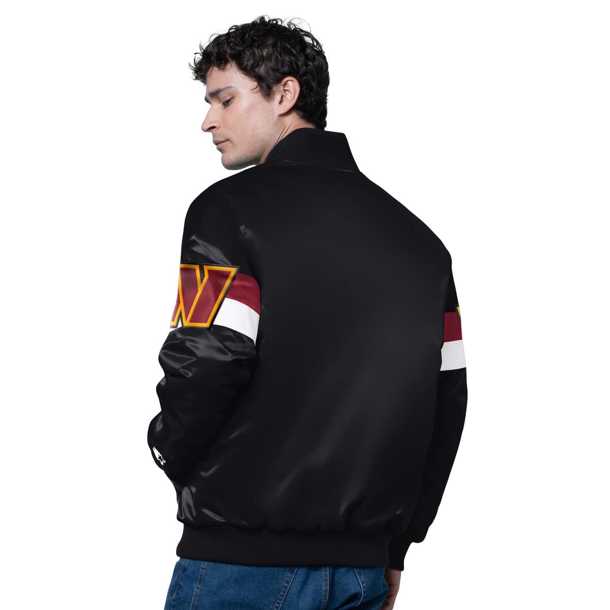 Men's Starter Black Washington Commanders Triple Option Full-Snap Varsity Jacket - image 2