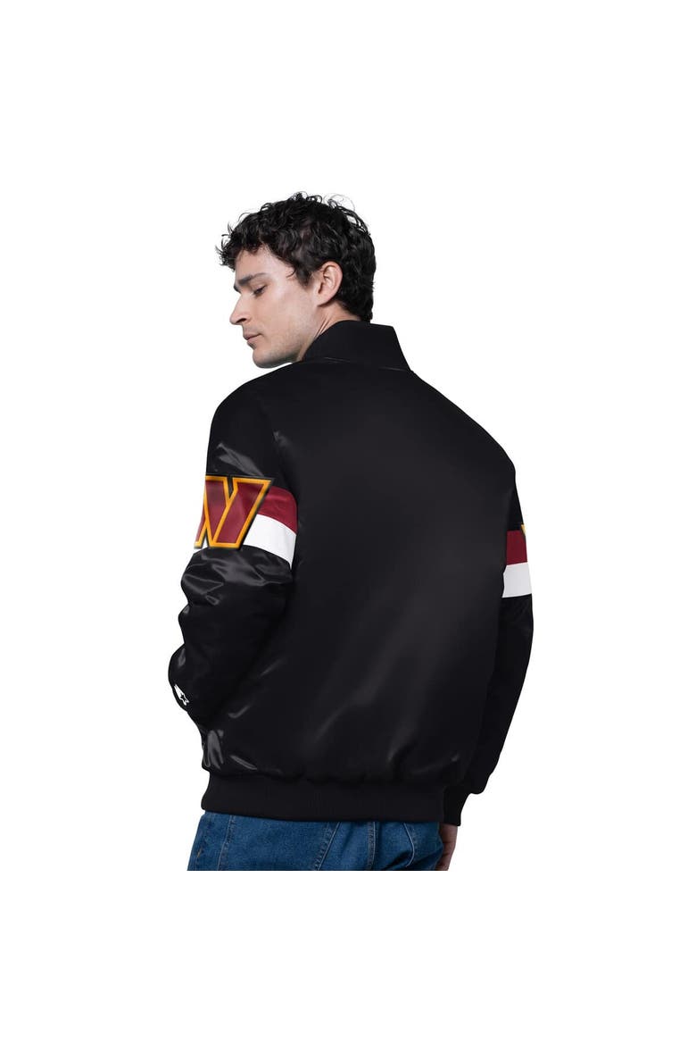 Men's Starter Black Washington Commanders Triple Option Full-Snap Varsity Jacket, Alternate, color, Black