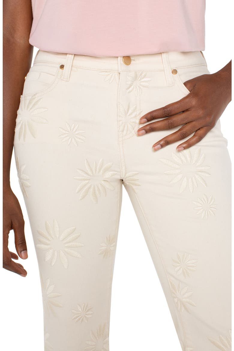 Hannah Floral Embroidered Frayed Crop Flare Jeans, Alternate, color, ECRU ABSTRCT FLORAL